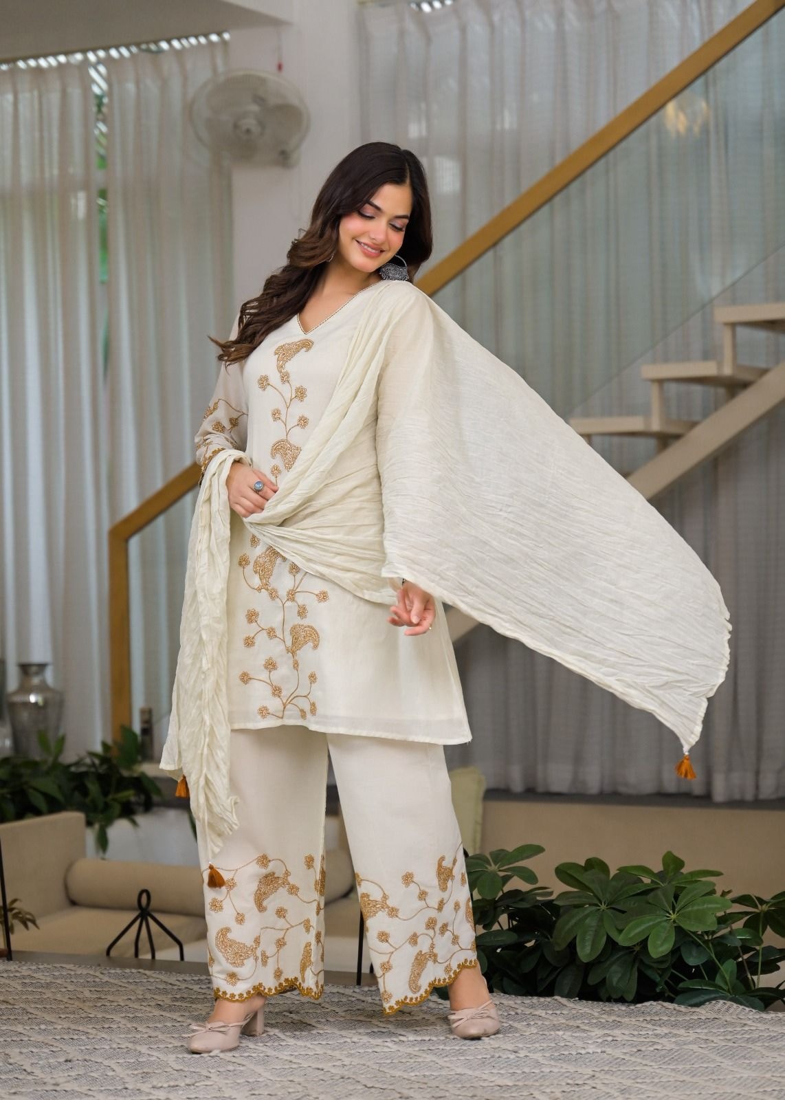 Pure Cotton Malmal Suit - View 3