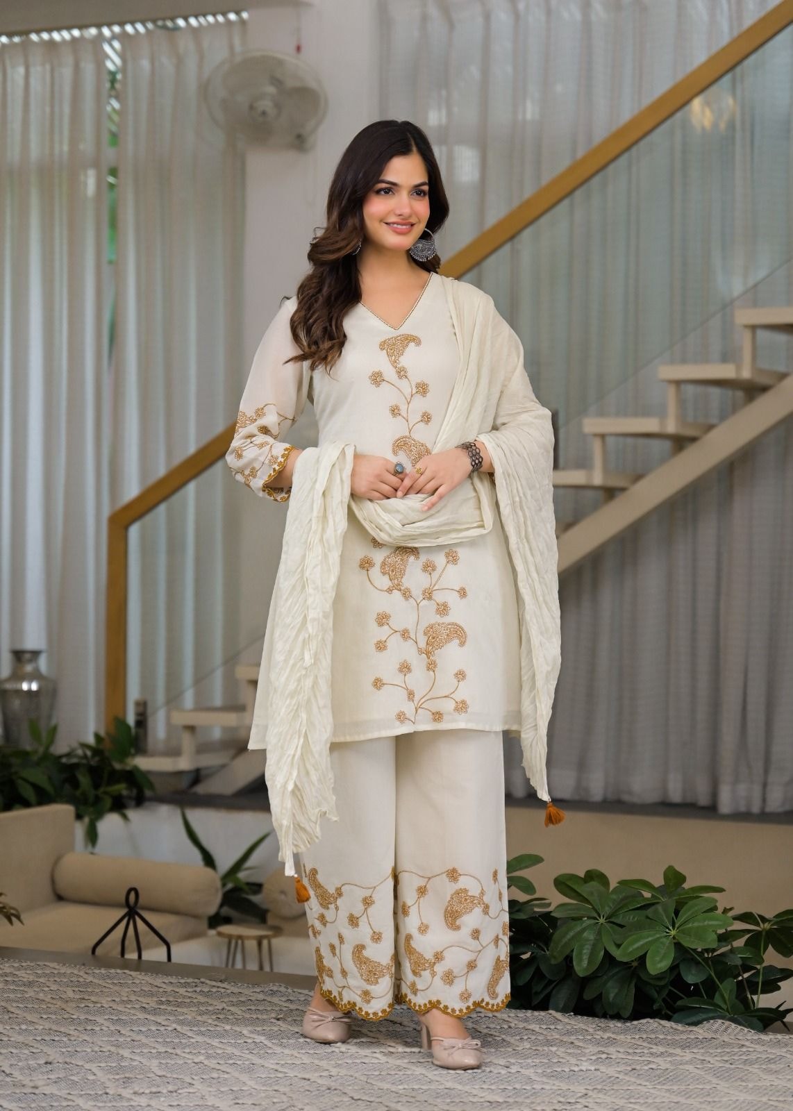 Pure Cotton Malmal Suit - View 4